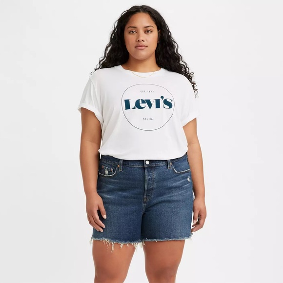 Levi’s GRAPHIC VARSITY T-SHIRT in white and blue women’s size 3XL - Picture 1 of 10